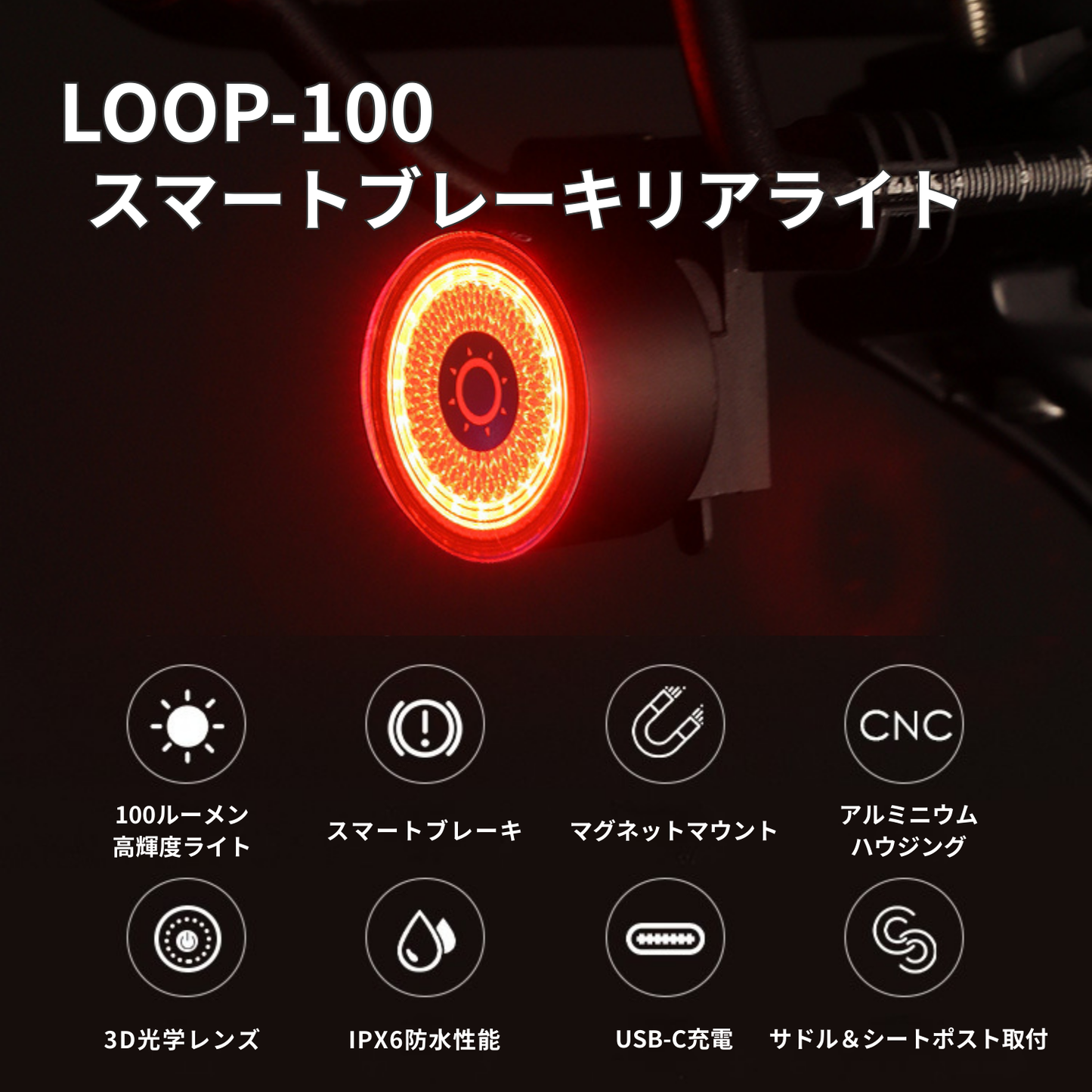 Gaciron(ガシロン)リアライト LOOP-100 (CNCハウジング)