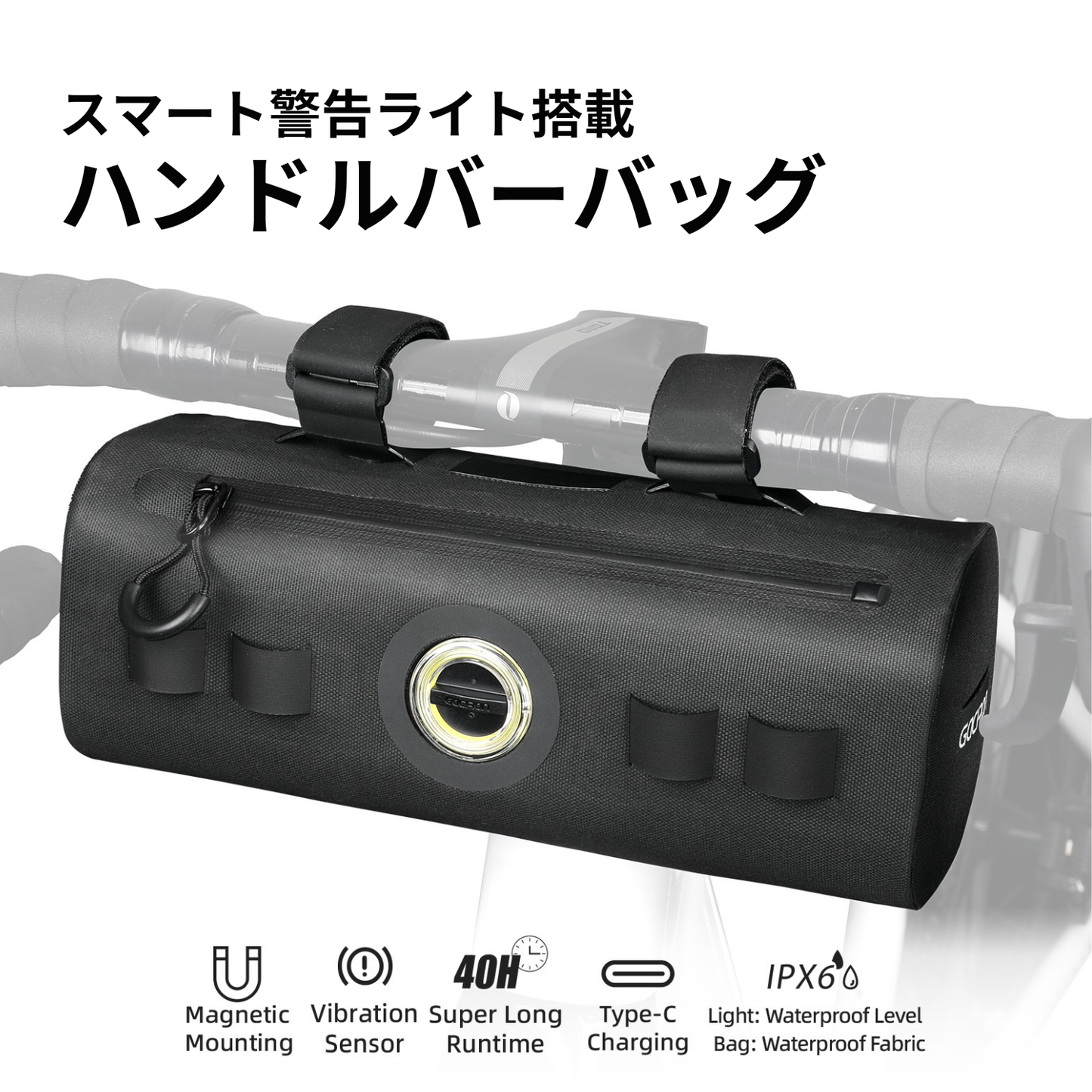 Gaciron (ガシロン) ライト一体型ハンドルバーバッグ　CAT HOUSE-200