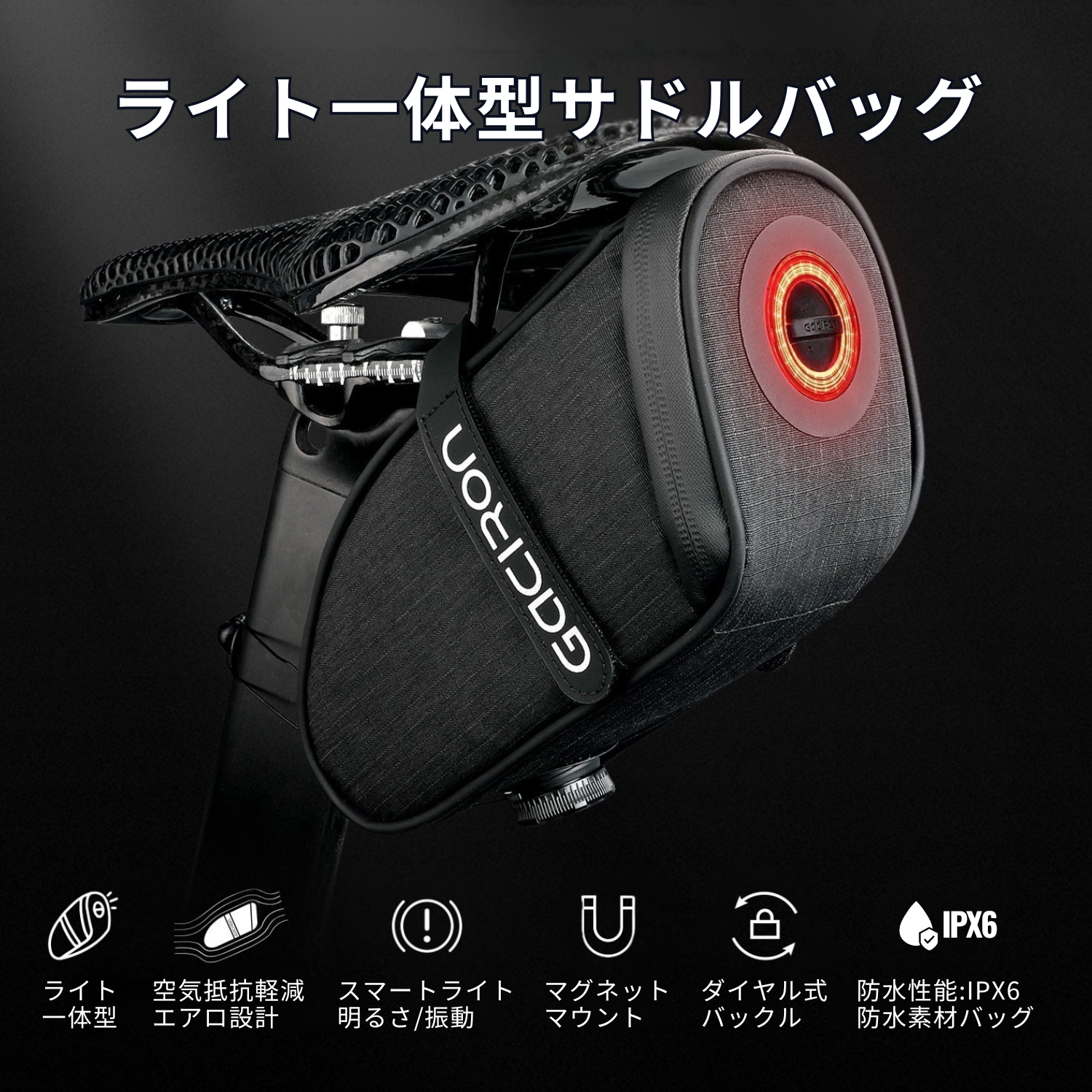 Gaciron (ガシロン) ライト付サドルバッグ BIRD NEST-300