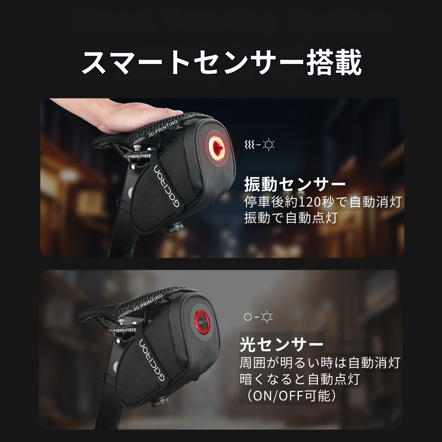Gaciron (ガシロン) ライト付サドルバッグ　BIRD NEST-300