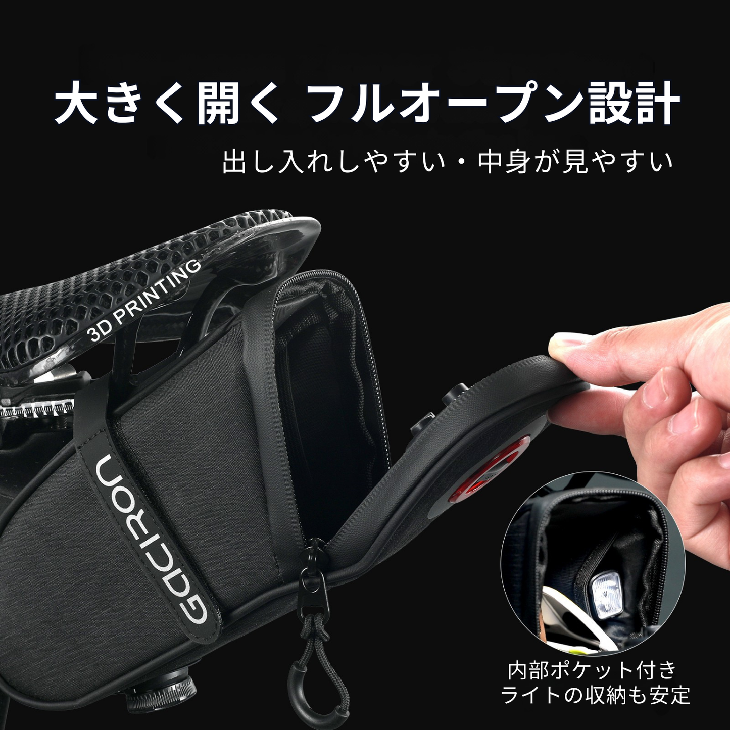 Gaciron (ガシロン) ライト付サドルバッグ　BIRD NEST-300