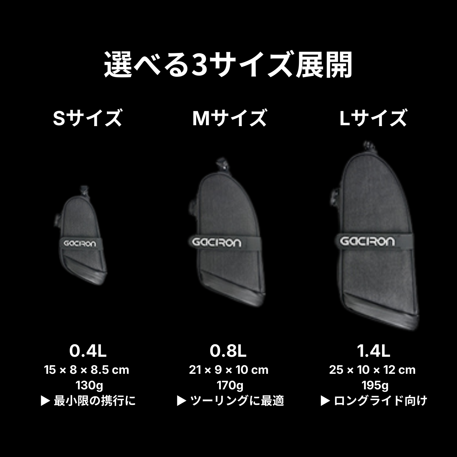 Gaciron (ガシロン) ライト付サドルバッグ BIRD NEST-300